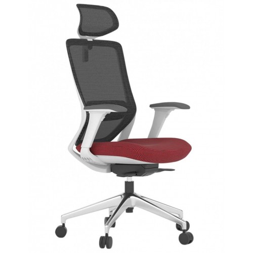 Кресло офисное SWIFT GHW RED ALU, эргономичное, белый корпус