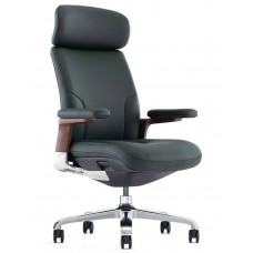 Кресло руководителя ROVER FK006-A, кожаное, темно-зеленое